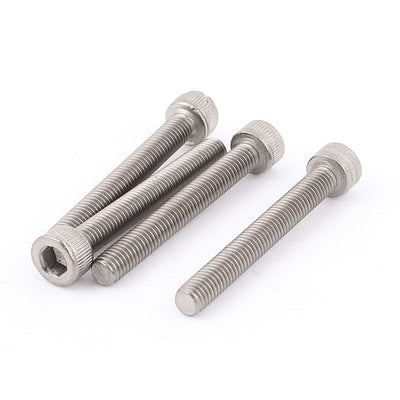 Harfington 4 Pcs 0.8mm Pitch Stainless Steel Socket Head Cap Screws Hex Key Bolts M5x40mm