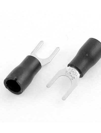 Harfington 135Pcs SV2-4 Fork Type Black Insulated Spade Cable Terminals 16-14AWG