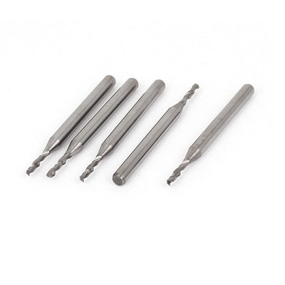 Harfington 5 Pcs 1.6mm Cutting Dia 3.175mm Round Shank 2 Flutes End Mill Cutter Router Bits