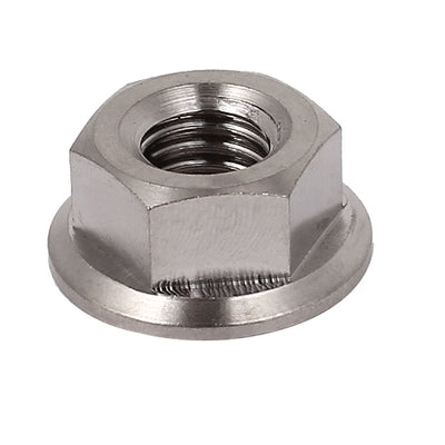 Harfington M8x1.25mm 13mm Hex Head Metric TC4 Titanium Flange Nut Bolt Silver Tone DIN 6923