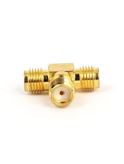 Harfington Uxcell Gold Tone Straight SMA Female to Double SMA Female RF Coax Tee Connector