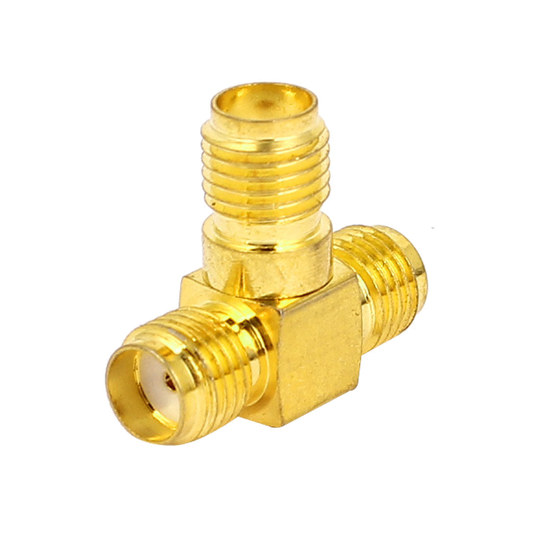 uxcell Uxcell Gold Tone Straight SMA Female to Double SMA Female RF Coax Tee Connector