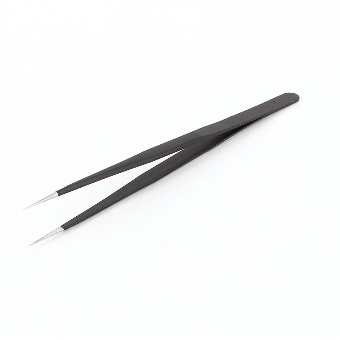 Harfington 140mm 5.5" Long Black Metal Polished Needle Tip Straight Anti-static Tweezers Piler Manual Hand Tool