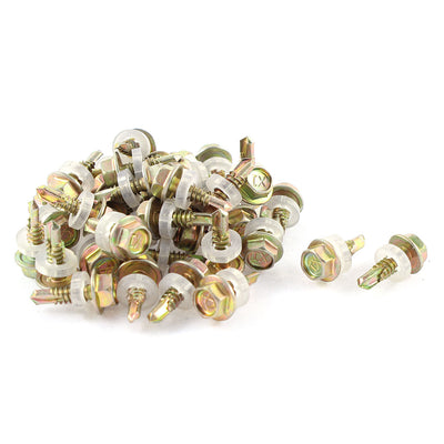 Harfington 39 Pcs Neoprene Washer Hex Head 4 x 20mm Self Drilling Tapping Screw Fastener