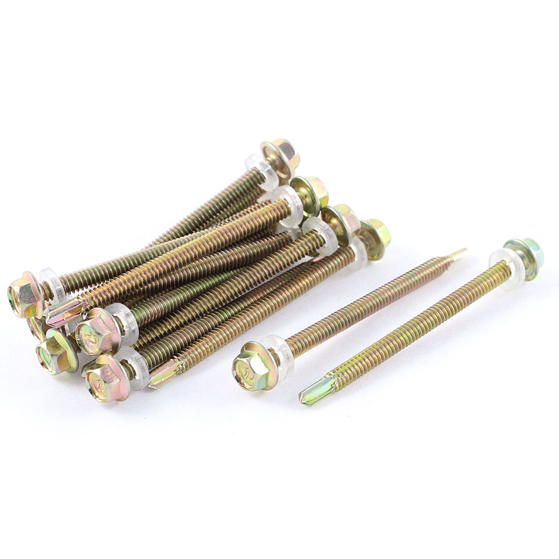 Harfington 15 Pcs Bronze Tone Hex Head 5 x 75mm Self Drilling Tapping Screw Fastener