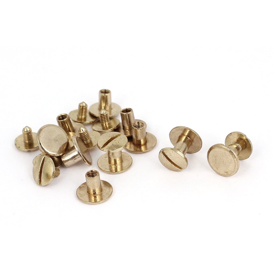 Harfington 4.5x7mm Brass Plated Binding Chicago Screw Post For Albums Scrapbook 9mm+10.5mm Head Dia 10pcs