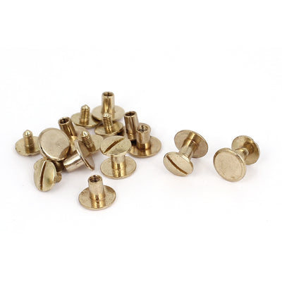 Harfington 4.5x7mm Brass Plated Binding Chicago Screw Post For Albums Scrapbook 9mm+10.5mm Head Dia 10pcs