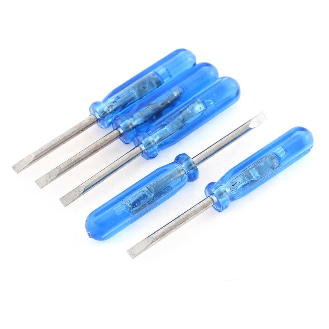 Harfington 2mmx20mm Tip Shaft Plastic Handle Slotted Flathead Screwdriver Blue 5pcs