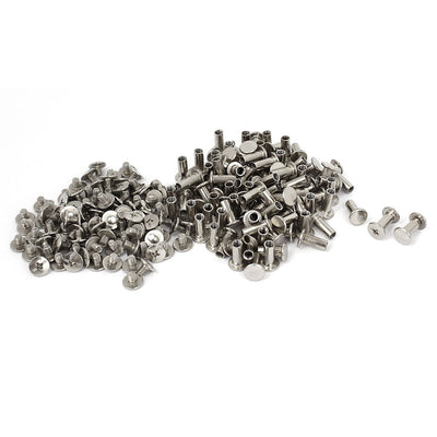 Harfington 5mmx12mm Nickel Plated Binding Screw Post 100pcs for Scrapbook Photo Albums