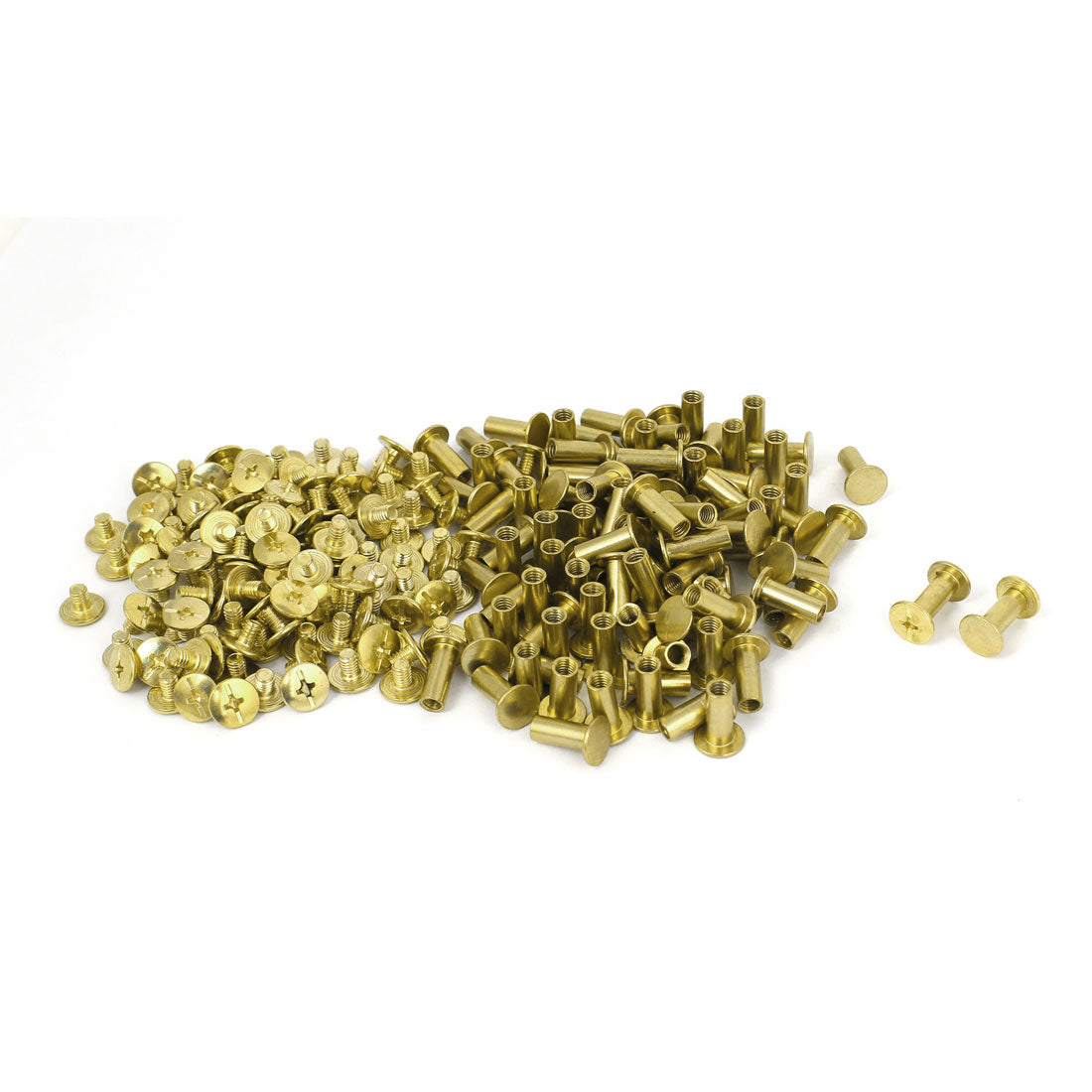 Harfington 5mmx12mm Brass Plated Binding Chicago Screw Post for Scrapbook Photo Albums 100pcs