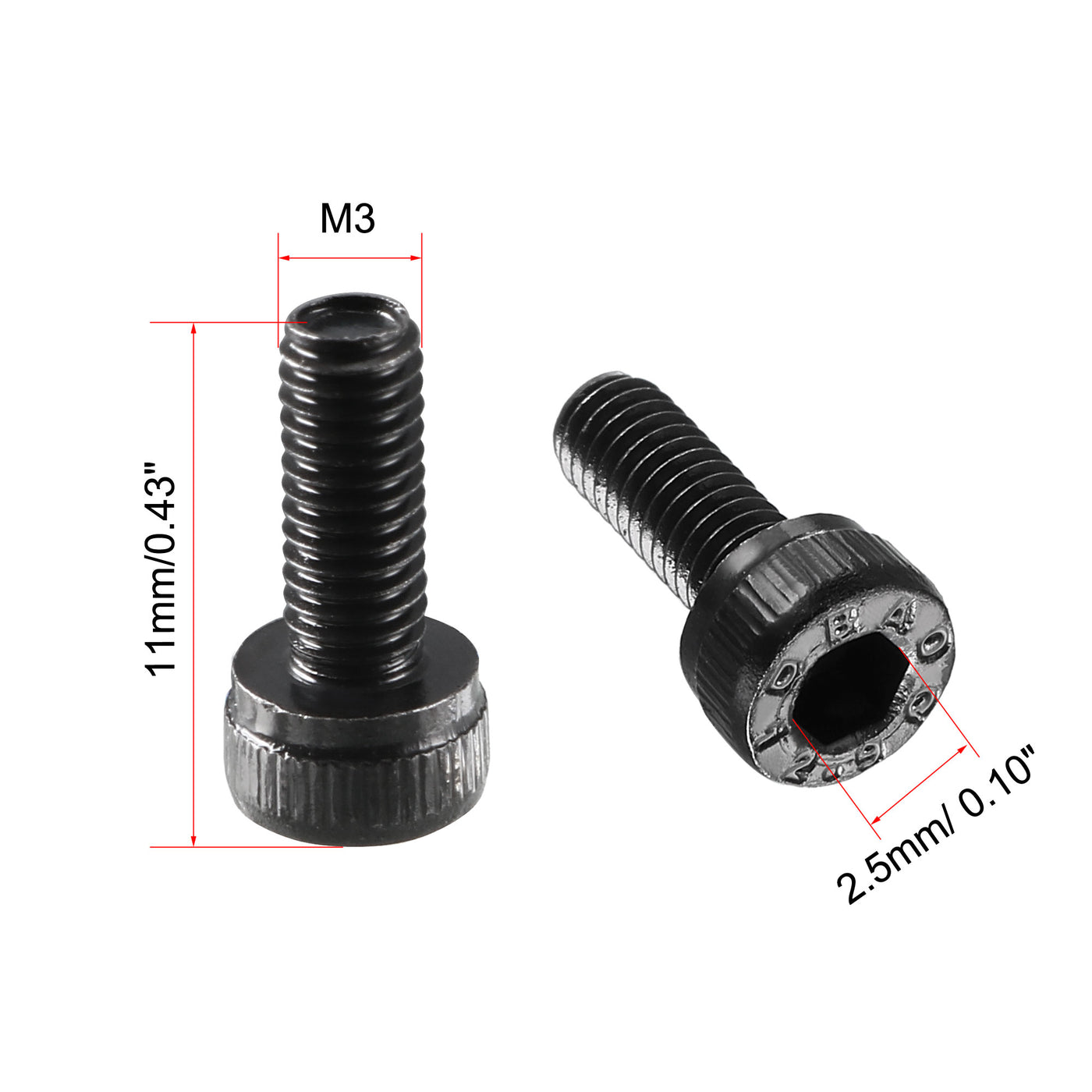 Harfington 100Pcs M3x8mm 12.9 Alloy Steel Screw Cap Point Hex Socket Screws Bolts