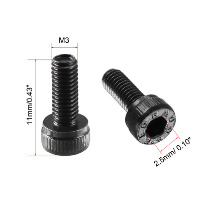 Harfington 100Pcs M3x8mm 12.9 Alloy Steel Screw Cap Point Hex Socket Screws Bolts