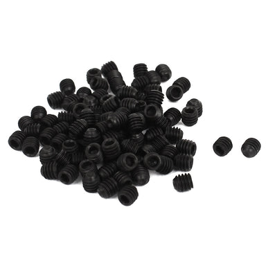 Harfington 4mm x 5/32" 0.7mm Pitch Hex Socket Set Cap Point Grub Screws Black 100pcs