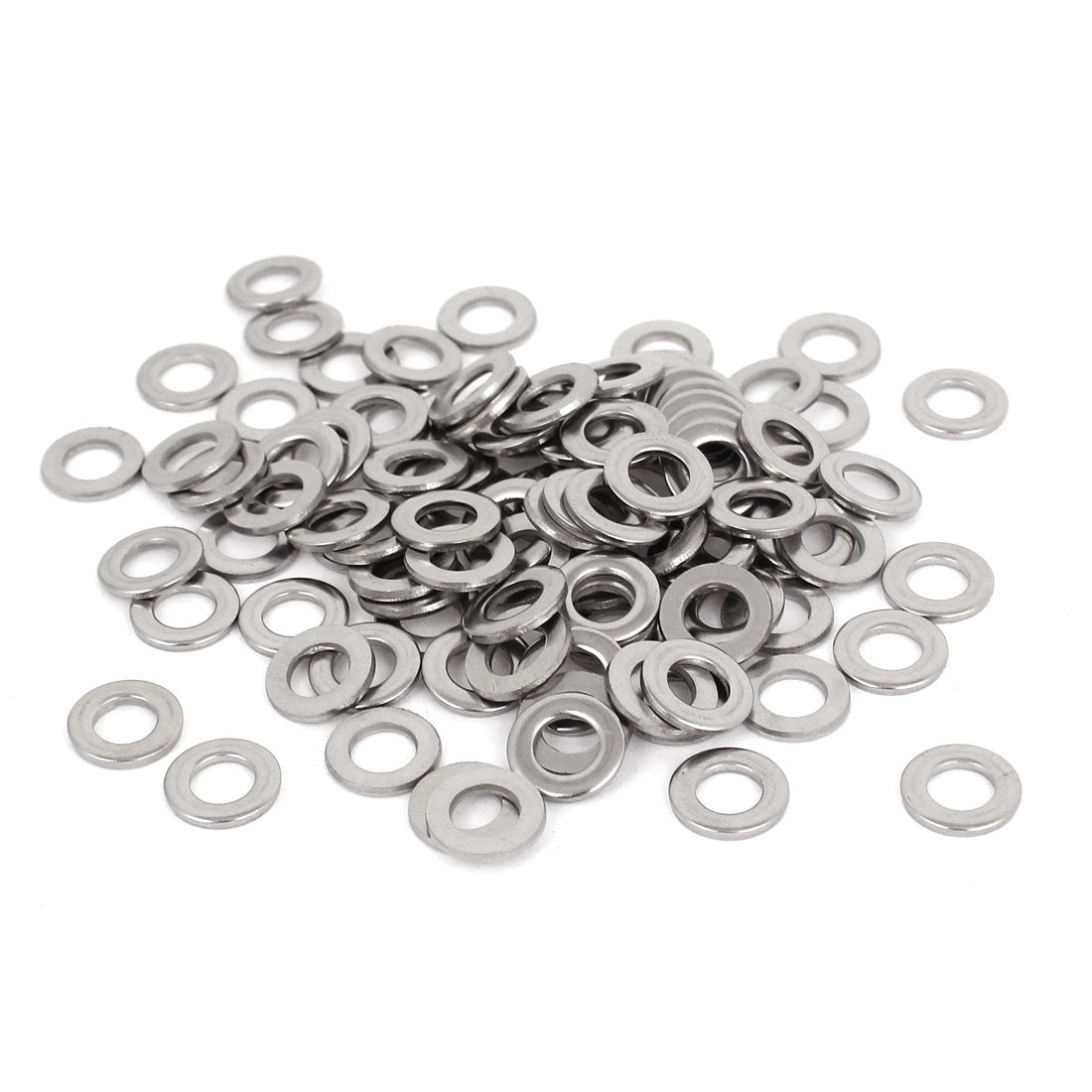 Harfington 100pcs Silver Tone 304 Stainless Steel Flat Washer 1/4" for Screws Bolts