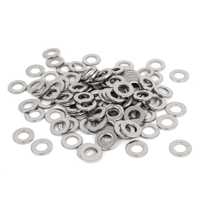 Harfington 100pcs Silver Tone 304 Stainless Steel Flat Washer 1/4" for Screws Bolts