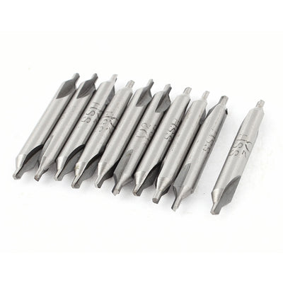 Harfington 10Pcs 2mm 60 Degree Double End HSS Center Drill Countersink Bit Lathe Mill Tool