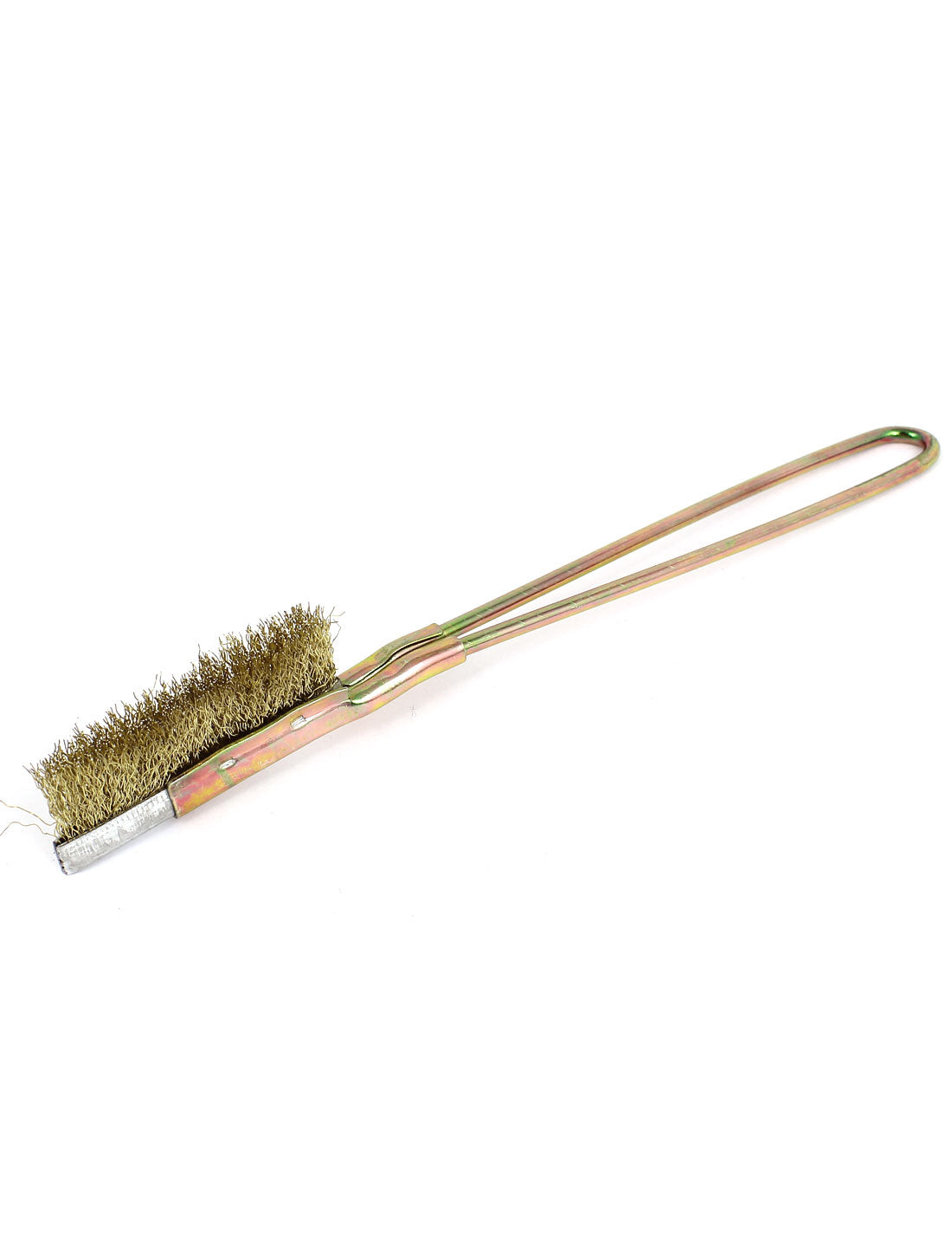 Harfington 21cm Length Handy Tool Metal Handle Brass Wire Cleaning Brush Gold Tone