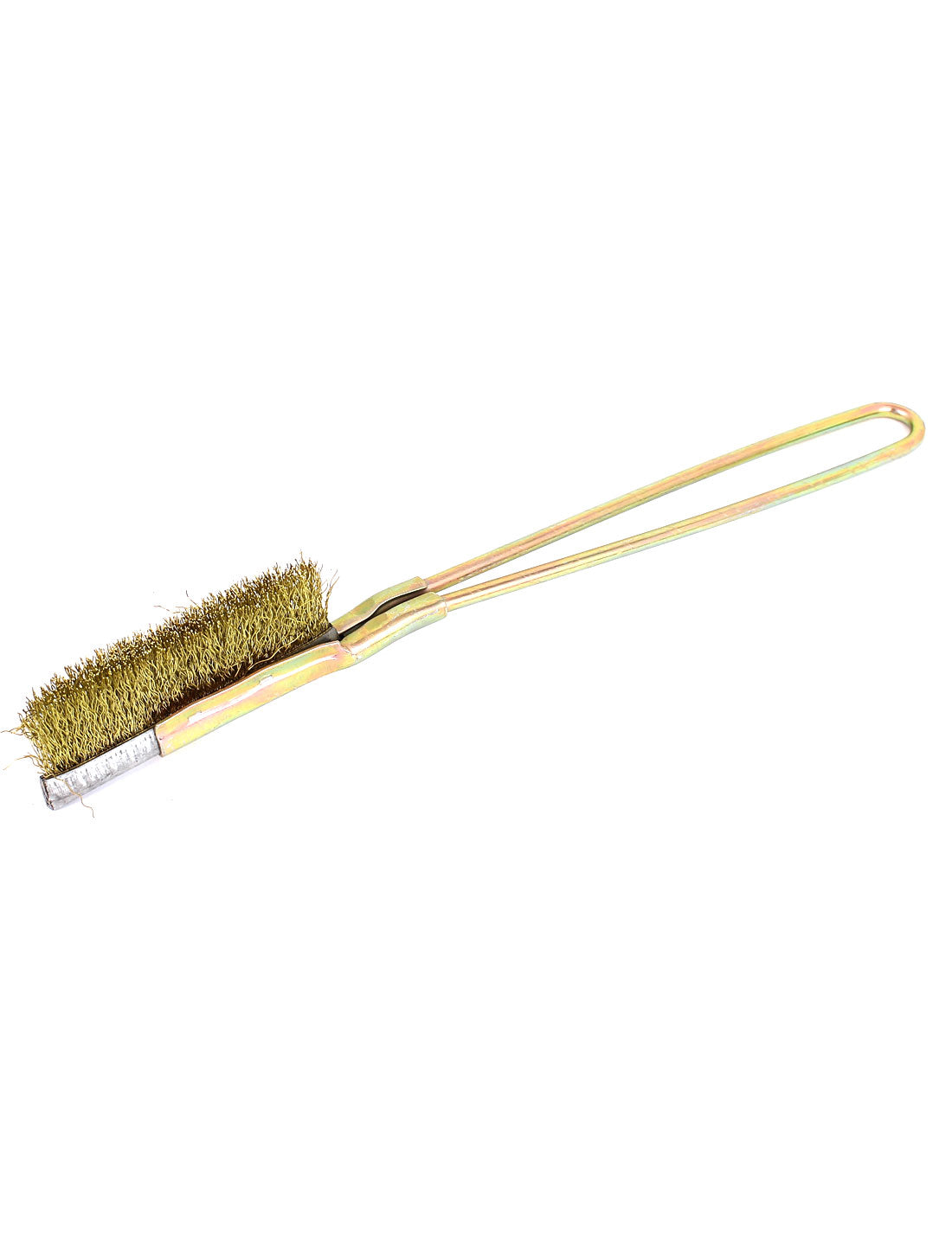 Harfington 21cm Long Handheld Metal Handle Brass Wire Cleaning Brush Gold Tone