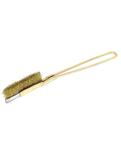 Harfington 21cm Long Handheld Metal Handle Brass Wire Cleaning Brush Gold Tone