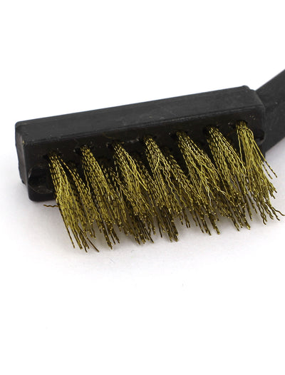 Harfington 17cm Long Handheld Plastic Handle Brass Wire Cleaning Brush Black 20 Pcs