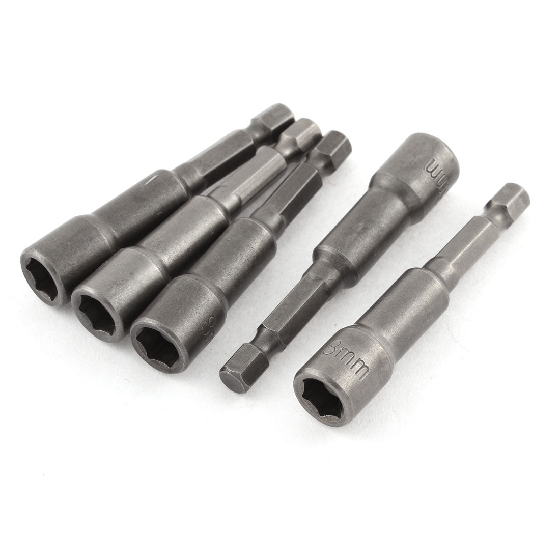 Harfington 5 Pcs 6 Point Hex Socket Magnetic Nut Setter Driver Adapter Hardware 8mm 5/16"