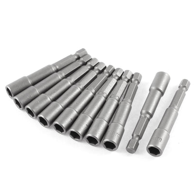 Harfington 10 Pcs 1/4" Hexagon Shank 7mm Hex Socket Nut Setters Driver 65mm Long