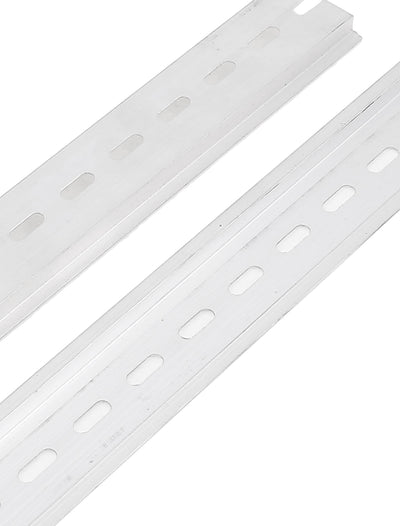 Harfington 14Pcs Circuit Breaker Silver Tone Aluminum U-Groove Slotted DIN Rail 25cm