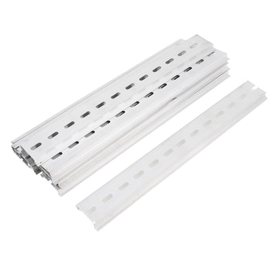 Harfington 14Pcs Circuit Breaker Silver Tone Aluminum U-Groove Slotted DIN Rail 25cm