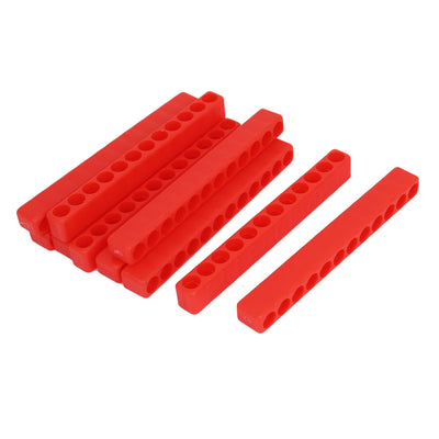 Harfington 4" Long 7mm Dia 12 Holes Screwdriver Bit Holder Block Red 10 Pcs