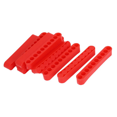 Harfington 7mm Dia 10-Hole Plastic Screwdriver Bit Holder Block Red 10 Pieces