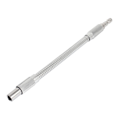 Harfington 8" Long 1/4" Hex Driver Flex Flexible Socket Extension Bar Silver Tone