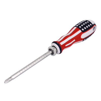Harfington Flag Pattern Antislip Plastic Grip Reversible 2 Way Slotted Phillips Screwdriver