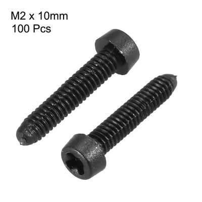 Harfington M2 x 10mm Plastic Phillips Cross Pan Head Machine Screws Black 100 PCS
