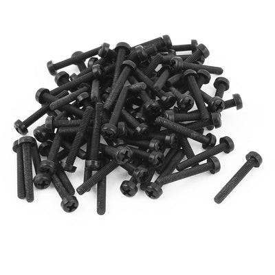 Harfington M3 x 20mm Plastic Phillips Cross Pan Head Machine Screws Black 100 PCS