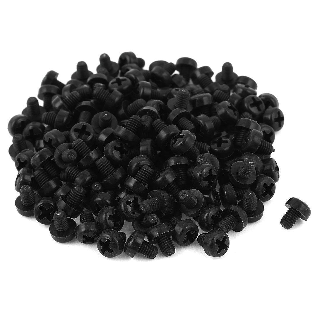 Harfington M3 x 4mm Plastic Phillips Cross Pan Head Machine Screws Black 100 PCS