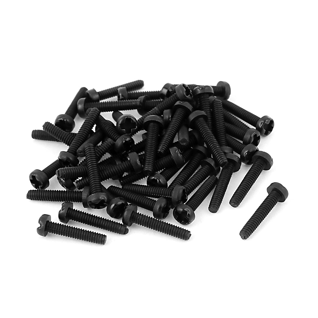 Harfington M2 x 10mm Plastic Phillips Cross Pan Head Machine Screws Black 50 PCS