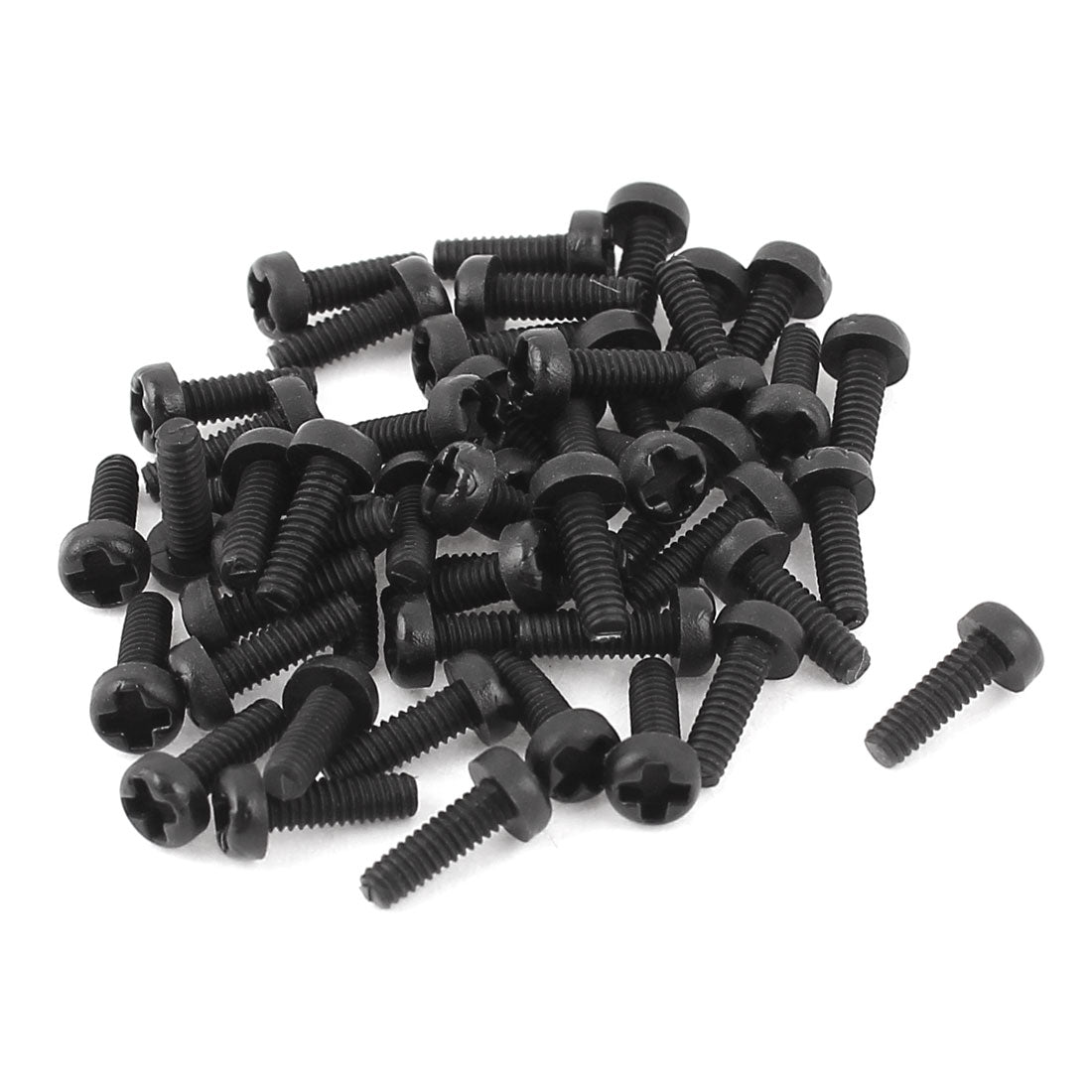 Harfington M2 x 6mm Plastic Phillips Cross Pan Head Machine Screws Black 50 PCS