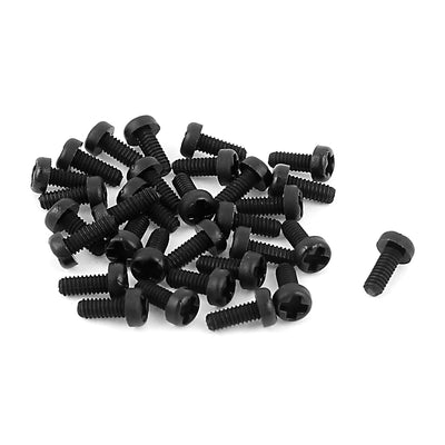 Harfington M2 x 5mm Plastic Phillips Cross Pan Head Machine Screws Black 50 PCS