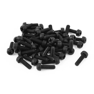 Harfington M3 x 10mm Plastic Phillips Cross Pan Head Machine Screws Black 50 PCS