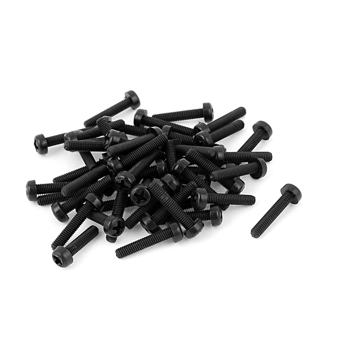 Harfington M3 x 15mm Plastic Phillips Cross Pan Head Machine Screws Black 50 PCS