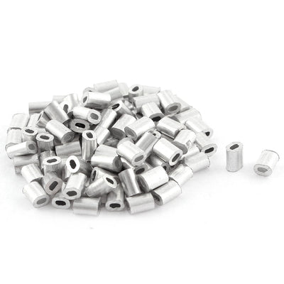 Harfington 100pcs Oval Aluminum Sleeves Clamps for 0.5mm Wire Rope Swage Clip