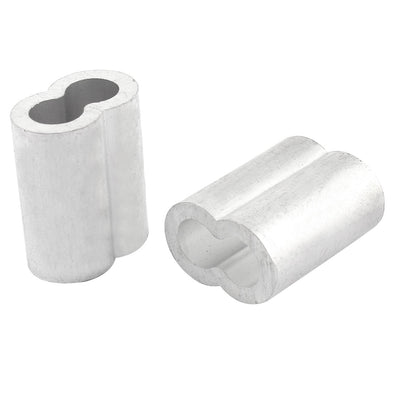 Harfington 2pcs Silver Tone Aluminum Sleeve for 3/8" Steel Wire Rope Swage Clip