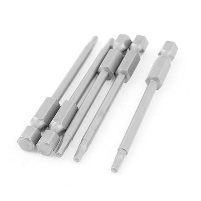 Harfington 1/4" Hex Shank 2.5mm Hexagon Head Magnetic Screwdriver Bits 75mm Length 5pcs