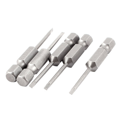 Harfington 1/4" Hex Shank 2mm Tip Slotted Magnetic Screwdriver Bits 50mm Length 5Pcs