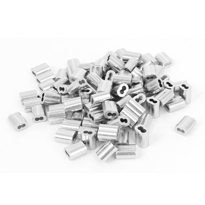 Harfington 1/16" Wire Rope Aluminum Sleeves Clip Fittings Cable Crimps 100 Pcs