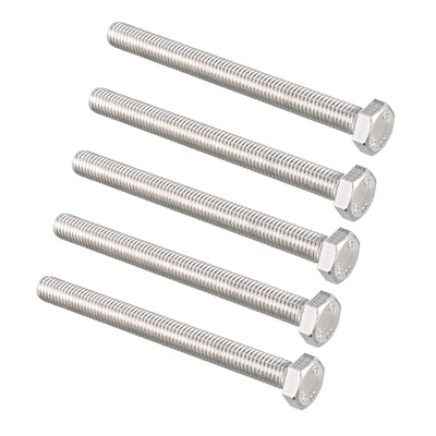 Harfington M8 x 90mm DIN933 Stainless Steel Hex Head Screw Bolt Cap 5 Pcs