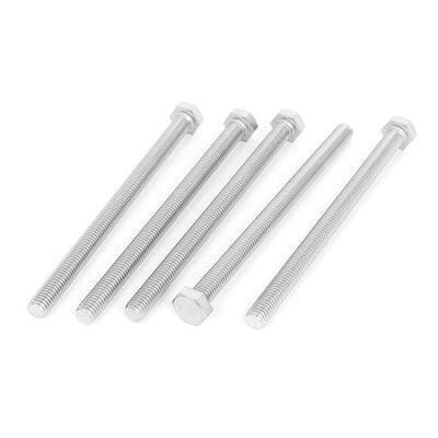 Harfington M8 x 120mm Thread Stainless Steel Hex Hexagon Head Screw Bolt 5 Pcs