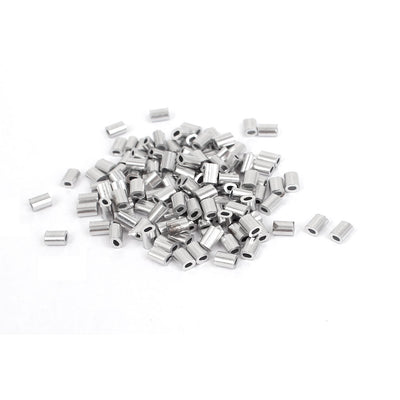 Harfington 1mm Wire Rope Aluminum Sleeves Clip Fittings Loop Sleeve Cable Crimps 100pcs
