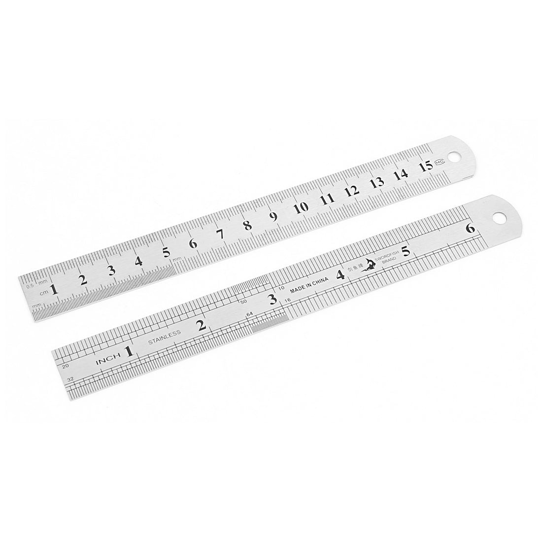 Harfington 15cm 6 Inches Metric Dual Side Marked Measurement Tool Straight Ruler 2pcs Gray Black