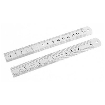 Harfington 15cm 6 Inches Metric Dual Side Marked Measurement Tool Straight Ruler 2pcs Gray Black